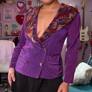Vintage 80s funky retro purple blazer / top
